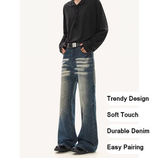 Quần jeans nam cạp cao, phù hợp với trang phục mùa thu