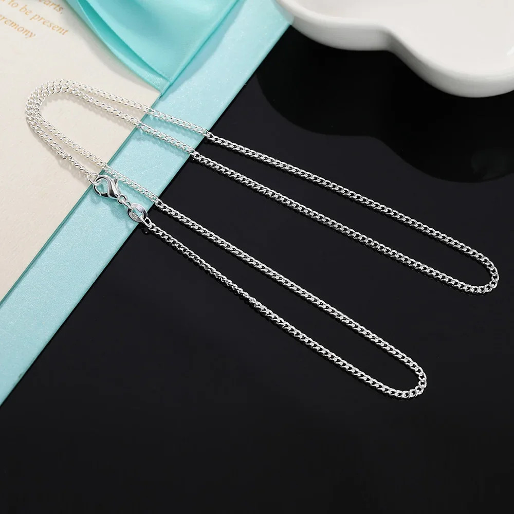 Vòng cổ bạc 925 16-30 inch, dây xích bên 2mm - Thời trang nam/nữ