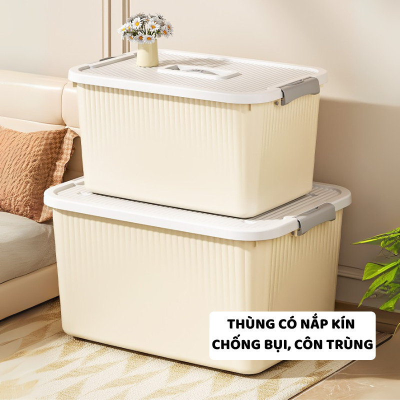 Thùng Nhựa Đựng Đồ Đa Năng ENODA HOME, Hộp Đựng Đồ Có Nắp Quai Cài Chắc Chắn, Kích Thước Đa Dạng Q110