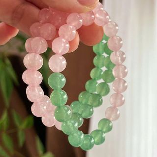 [N1099] Vòng Tay Ngọc Trai Đá Lớn Nhân Tạo Mix Hồng - Xanh, Sang Trọng, Móc Cài Chắc Chắn - DAISYN.