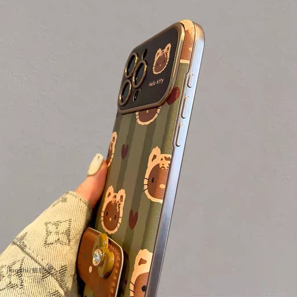 Cat Avatar Gấp Giá Đỡ Da Ốp Lưng Điện Thoại iPhone 17 Pro Max 16 15 14 13 Vỏ Bảo Vệ Chống Sốc
