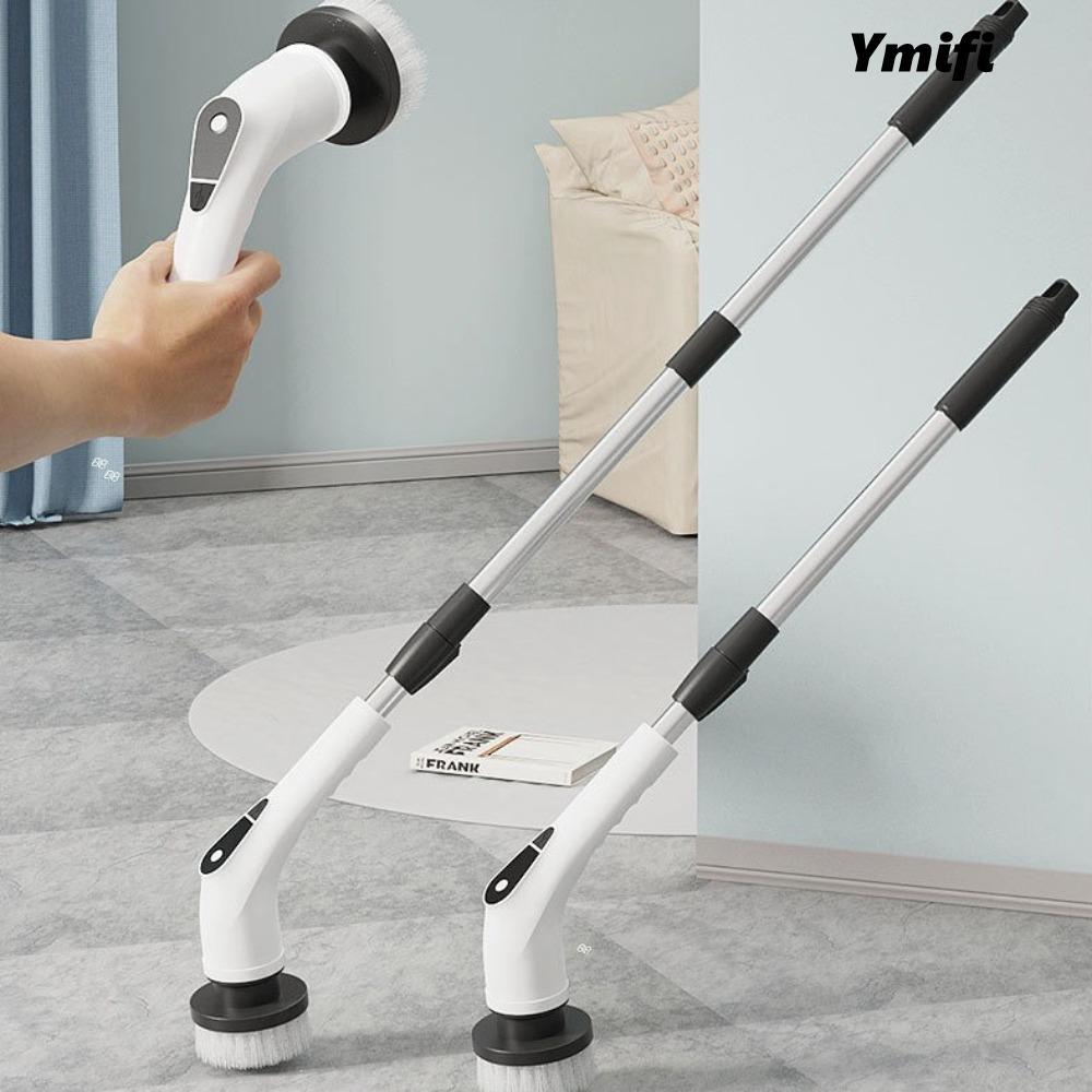 Máy chà sàn quay điện YMIFI, Đầu bàn chải có thể thay thế Tay cầm mở rộng có thể điều chỉnh Bàn chải làm sạch không dây, Bàn chải làm sạch vòi hoa sen 9 trong 1 chống nước 5 tốc độ hữu ích Làm sạch tường