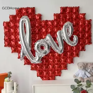 GCDHome Ngày Lễ Tình Nhân Tình Yêu Baground Trang Trí Tường Nhôm Phim Bóng Bong Bóng Tình Yêu Gấu Bóng HOT