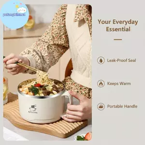 Pufangbliss Đôi Tường Inox 1200ml Bát Cách Nhiệt Cho Mì Canh Bảo Quản Thực Phẩm Nóng Tại Nơi Làm Việc Và Trường Học VN