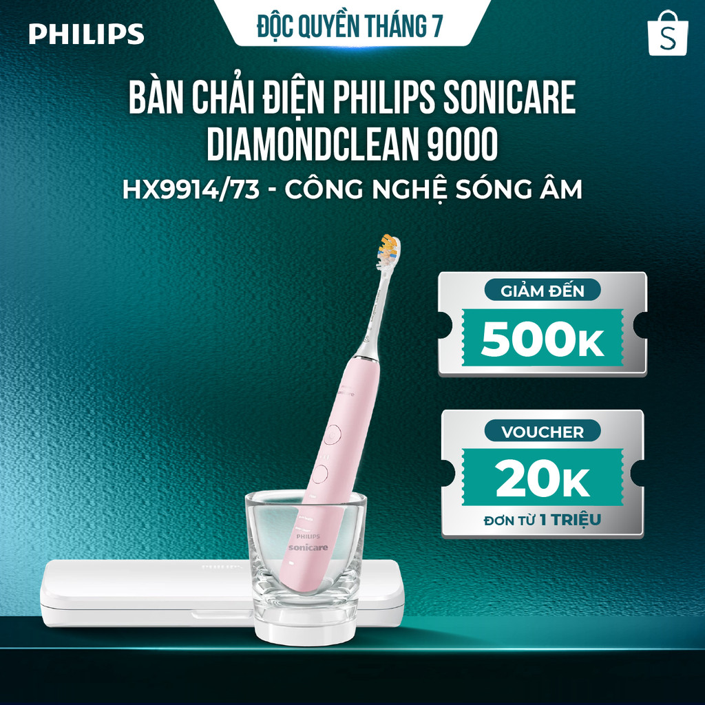 Bàn chải điện Philips Sonicare HX9914 DiamondClean 9000 – làm trắng răng, kết nối app
