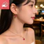 Mặt dây chuyền zircon hình trái tim màu đỏ dành cho nữ, thiết kế thích hợp, vòng cổ đi lại khí chất