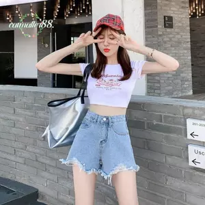 CATMALLER88 Quần Short Jean Cho Nữ, Quần Short Denim Cao Cấp Rách, Tua Rua Co Giãn Thường Ngày Phù Hợp Với Quần Ngắn Mặc Mùa Hè