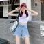 CATMALLER88 Quần Short Jean Cho Nữ, Quần Short Denim Cao Cấp Rách, Tua Rua Co Giãn Thường Ngày Phù Hợp Với Quần Ngắn Mặc Mùa Hè