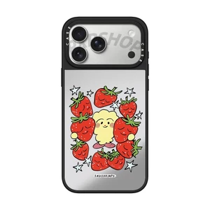 Từ Tính Người Nhỏ Cầm Gương Dâu Cứng Ốp Lưng Điện Thoại IPhone 15 14 13 12 11 17 Pro Max 17 Air 16 Plus Vỏ Chống Sốc
