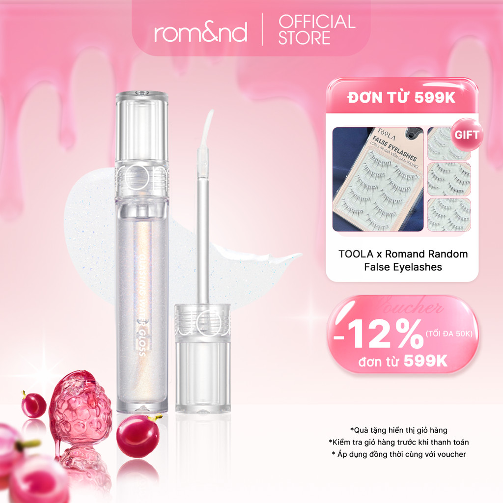 [KOL x Rom&nd] Son tint bóng mịn mượt Hàn Quốc Romand Glasting Water Gloss 4.5g