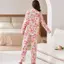 Bộ đồ ngủ hoa đỏ quý phái dành cho nữ Xuân thu Phong cách dài tay Homewear Người cao tuổi trung niên Mẹ Plus Size Cardi