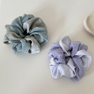 Kovoi / Phong Cách Hàn Quốc Tím Chấm Bi Màu Sắc Tương Phản Gạc Scrunchy Dây Tóc Tính Khí Nhẹ nhàng Tất Cả Trận Đấu Bóng Đầu Dây Buộc Tóc Vòng Tóc