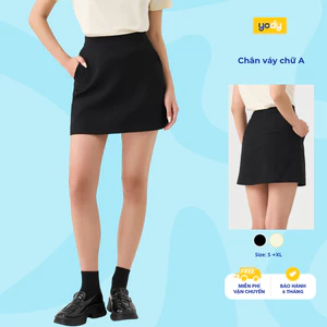Chân váy chữ A nữ YODY vải Tuýt si thấm hút tốt, mềm mịn, có quần lót trong WOSK26A001