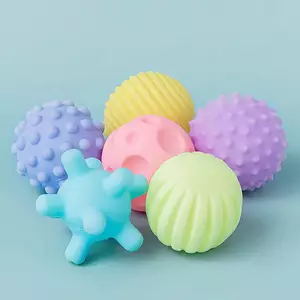 JASMINE 6 Cái Đồ Chơi Cho Bé Quả Bóng Cảm Giác Cho Trẻ Em Họa Tiết Tay Chạm Bóng Massage Mềm Mại Trẻ Sơ Sinh Lục Lạc Cảm Giác Đồ Chơi Tắm Giáo Dục JASMINE