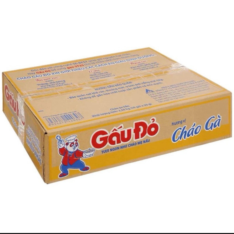 1 thùng cháo gấu đỏ 50 gói vị thịt bằm , cháo gà cháo ăn liền thơm ngon tiện lợi 1 gói 50g giàu dinh dưỡng