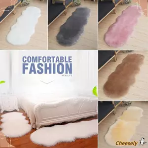 Thảm tóc dài CHEESELY, Thảm len giả lông tơ, Thảm cửa sổ chống trượt có thể giặt được Trang trí nội thất Thảm lông tơ giả Phòng ngủ