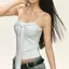American Retro Hot Girl Dopamine Blue Camisole Summer Slim-fit Slimmer Look Đính cườm Small Top