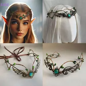 SAIA Elven Crown, Chủ đề phù thủy Phụ kiện đám cưới Mũ đội đầu, Phụ kiện tóc Váy phong cách cô dâu Phụ kiện thiết kế cây nho Vương miện Woodland
