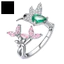 Một thế giới| Thanh Lịch Cubic Zirconia Hoa Chim Mở Nhẫn Nữ Tiệc Cưới Trang Sức