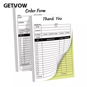 GETVOW Sách biên nhận cảm ơn, Sách hóa đơn màu vàng trắng bìa cứng, Bản sao chép bằng Carbon cao cấp 100 tờ 2-Part Sách đặt hàng không Carbon