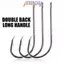 TMOY 100 chiếc Double Ba Thorn, Bent Fishhook, Tay cầm dài, Ống, Móc câu cá biển, Barb có vòng, Móc miệng cong TMOY