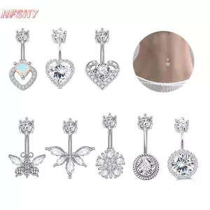 HFSHY Pha Lê Thời Trang Zircon Bụng Nút Nhẫn Nữ Cô Gái Trái Tim Tinh Tế Bướm Rốn Nhẫn Cơ Thể Xuyên Trang Sức Quà Tặng VN