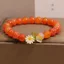 Vòng tay mã não Yanyuan dành cho nữ - Hạt đỏ cam - Mother-of-Pearl Daisy - Lá pha lê - Co giãn - Thủ công - Trang sức may mắn ngọt ngào tươi