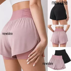 Quần short váy thể thao nữ NEWIDEA, có túi thể thao thoáng khí, Quần short tập thể dục thoải mái khô hai lớp mềm mại để tập thể dục Pilates chạy bộ
