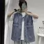 Áo khoác denim không tay nữ hàng hóa Áo Vest dáng rộng Hàn Quốc Retro Xanh Denim