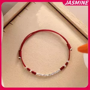 JASMINE Luy Tre Handmade Bện Dây Đỏ Vòng Tay Cho Cặp Đôi Nữ Vòng Tay Có Thể Điều Chỉnh Dành Cho Người Bạn Thân Người Yêu Quà Tặng JASMINE