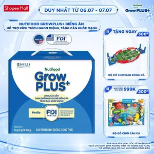 Sữa Bột Nutifood GrowPLUS+ Biếng Ăn (Xanh) 1+ - Tăng Cân Khỏe Mạnh (Hộp 2 Kg)
