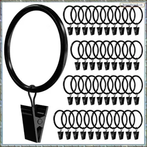 Kẹp vòng rèm 40 CÁI, Đường kính 1,5 inch Móc treo rèm Phù hợp với thanh lên đến 1,2 inch, Phụ kiện treo rèm màu đen