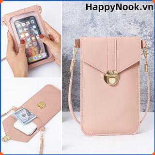 Ví điện thoại màn hình cảm ứng HAPPYNOOK, Túi xách đeo vai đa chức năng di động, Dây đeo bằng da PU có móc đóng Túi đựng điện thoại di động