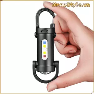 Đèn pin móc khóa MONOSTYLE, với đèn pin COB LED Mini màu đỏ & xanh, Đèn lồng cắm trại siêu sáng có thể sạc lại USB di động ngoài trời