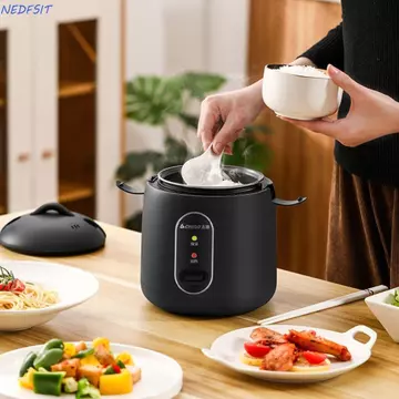 Nồi cơm điện Mini NEDFSXG, Nồi cơm điện tráng men gốm công suất thấp, Nồi cơm điện chống dính sáng tạo 1.2L Lớp lót bên trong nhà bếp