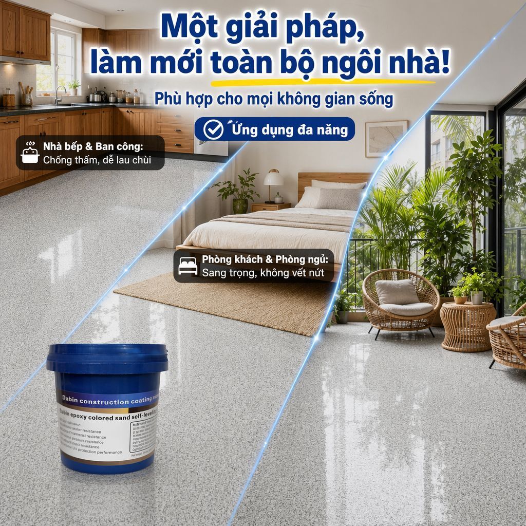 ⚡Ship Nhanh⚡Sơn sàn epoxy Sơn sàn xi măng Sơn sàn tự san phẳng cát màu epoxy/Sơn sàn epoxy màu cát cải tiến 500g