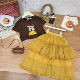 S336-[tomnaukids] Set áo thun cộc tay phối chân váy dáng dài cho bé gái - Size từ 8-35Kg
