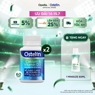 Bộ 2 Ostelin Viên Uống Hỗ Trợ Bổ Sung Calcium & Vitamin D3 Duy Trì Chắc Khỏe Xương và Răng 60 viên