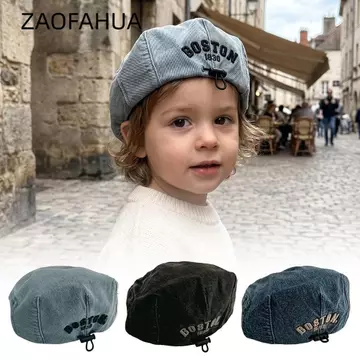 Mũ nồi cho bé ZAOFAHUA, Mũ lưỡi vịt thêu chữ Denim cho trẻ em, Mũ lưỡi vịt thoáng khí chất lượng cao Mũ lưỡi trai có thể điều chỉnh cho trẻ sơ sinh bé trai bé gái