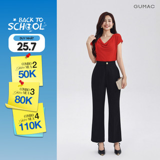 [Size S - XXL] Quần Tây Nữ Ống Loe GUMAC Chiều Dài 93cm Quần Có Ủi Li Đính Nút Vàng LQG0413