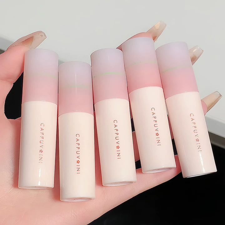 Cappuvini Hoa Môi Bùn Kem Nhỏ Ống Không Khí Cảm Giác Trắng Son Môi Matte Velvet Matte Marshmallow Son Bóng