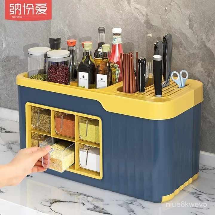 Giá để đồ gia vị nhà bếp đa năng nhiều ngăn hộp đựng lọ gia vị để bàn bán chạy giao nhanh tiện ích tiện ích