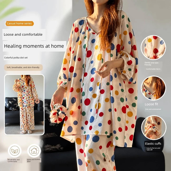 đồ bộ nữ đồ mặc nhà đồ ngủ nữ pyjama Bộ đồ ngủ phong cách lười vải cotton mẫu mới bộ đồ ngủ tay ngắn chui đầu mỏng nữ bộ đồ mặc nhà rộng rãi phong cách Trung Quốc cotton
