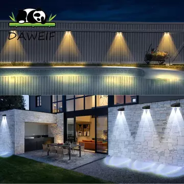 Đèn tường DAWEIF RGB, Đèn tường năng lượng mặt trời chống nước treo tường, Chiếu sáng cảnh quan Tiết kiệm năng lượng Tấm năng lượng mặt trời hiệu quả cao Đèn tường năng lượng mặt trời trang trí phát s