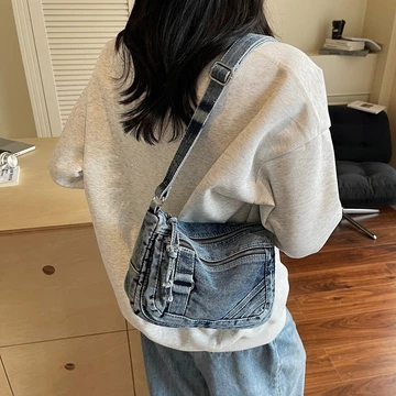 [ANCO] Túi Denim xuyên biên giới nữ 2026 Túi đeo vai nhiều túi thời trang cổ điển đi lại Túi đeo chéo dung tích lớn Túi đeo chéo Túi đeo chéo Ba lô bên hông Du 