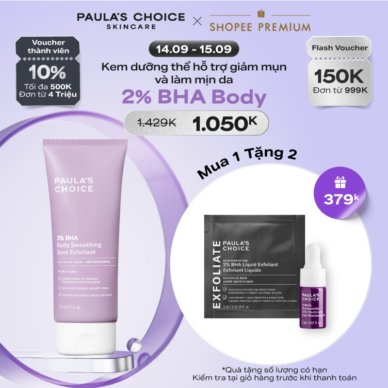 Kem dưỡng thể hỗ trợ giảm mụn và làm mịn da Paula's Choice 2% BHA Body Smoothing Spot Exfoliant - 5701