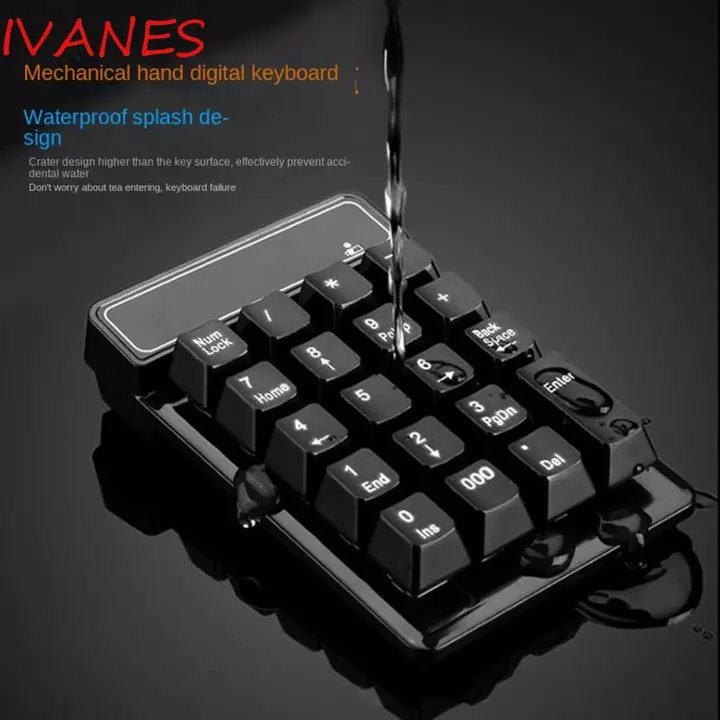 Bàn phím số không dây IVANES 2.4G, Bàn phím có dây 19 phím Bàn phím nhỏ Bluetooth, Numpad Cảm giác cơ học Chống nước Bàn phím số USB Mini cầm tay