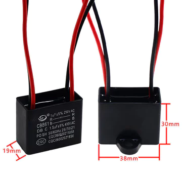 Thích hợp cho Tụ điện quạt điện Midea CBB61 Quạt trang xoay Quạt đầu giường Quạt may mắn 4 dây 1.5 uf + 1uf Tụ điện WMOE