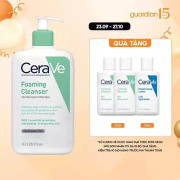 Sữa Rửa Mặt Tạo Bọt Cerave Foaming Cleanser Sạch Sâu Cho Da Thường Đến Da Dầu 473Ml
