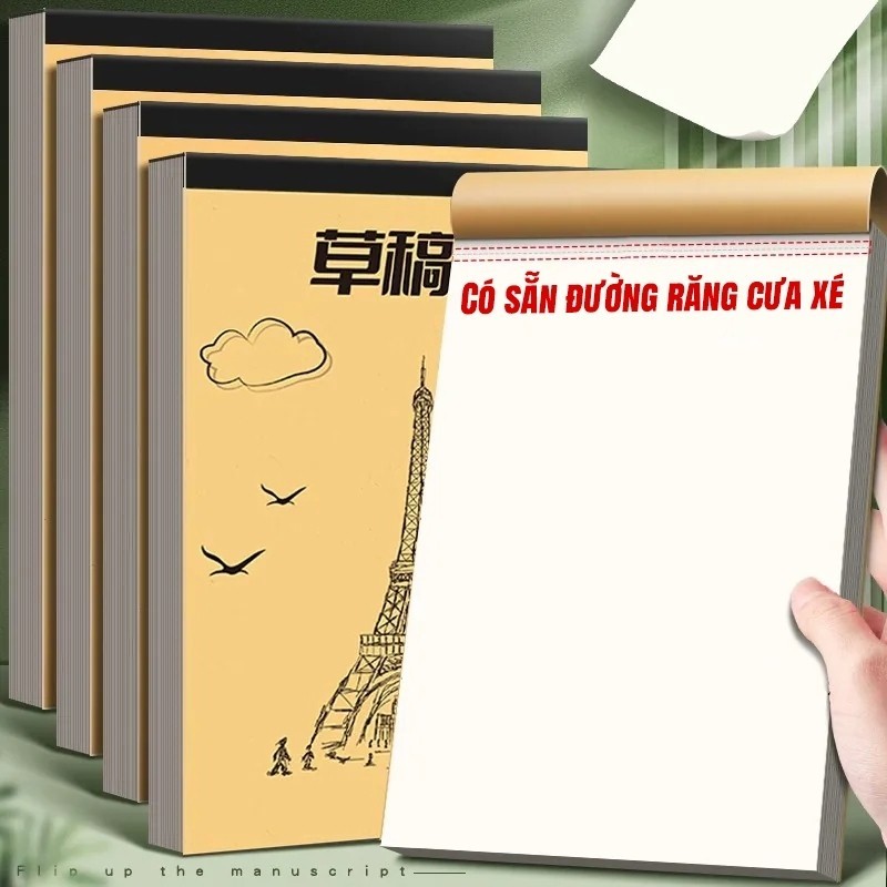 Sổ Nháp Toán Học A5 - 50 Tờ 100 Trang Bìa Kraft Giấy Trắng, Sổ Tay Lật Dọc Ghi Chú Vở Nháp Dành Cho Học Sinh